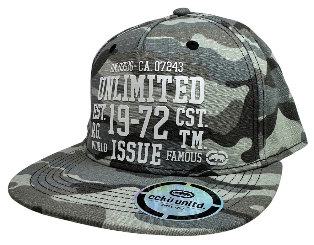 Ecko Unltd Men's Snapback Hat Grey Camo High Density Ripstop Cap